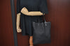 Authentic FENDI Zucchino Vintage Hand Tote Bag Nylon Leather Black 6622J