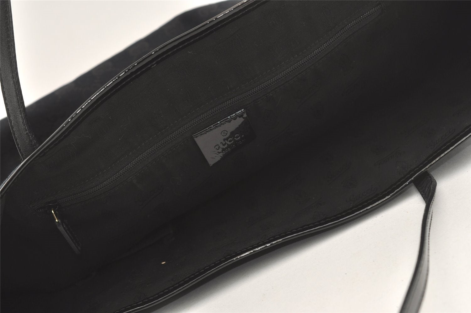 Authentic GUCCI Jolie Shoulder Tote Bag GG Canvas Enamel 211975 Black 6624I