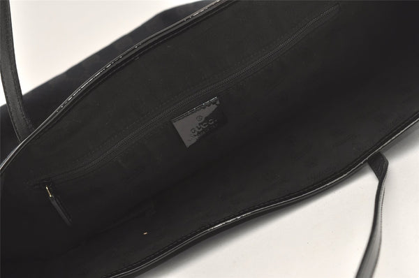 Authentic GUCCI Jolie Shoulder Tote Bag GG Canvas Enamel 211975 Black 6624I