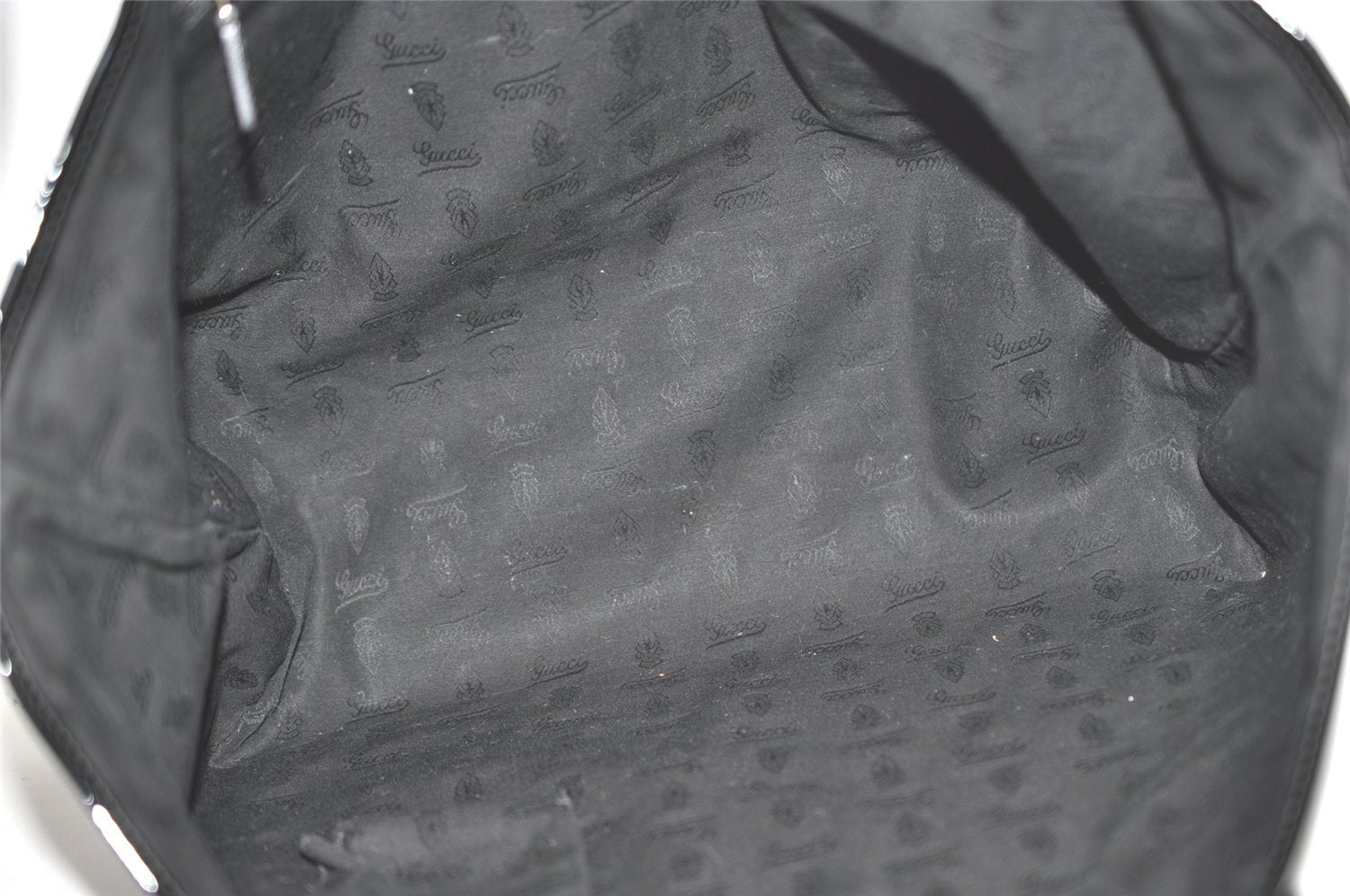 Authentic GUCCI Jolie Shoulder Tote Bag GG Canvas Enamel 211975 Black 6624I