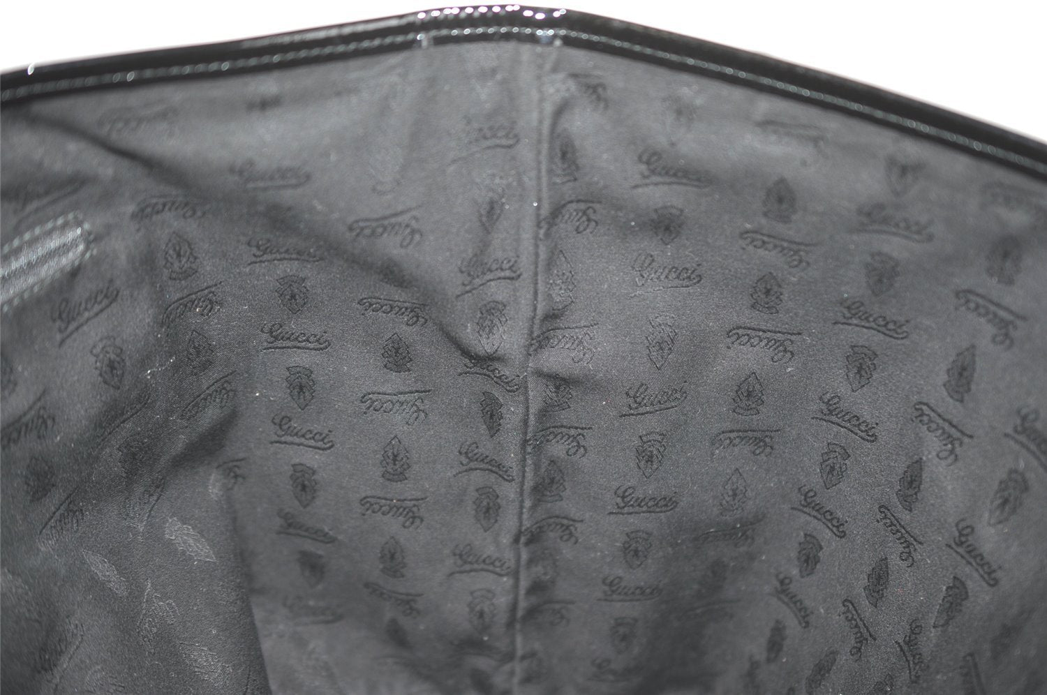 Authentic GUCCI Jolie Shoulder Tote Bag GG Canvas Enamel 211975 Black 6624I