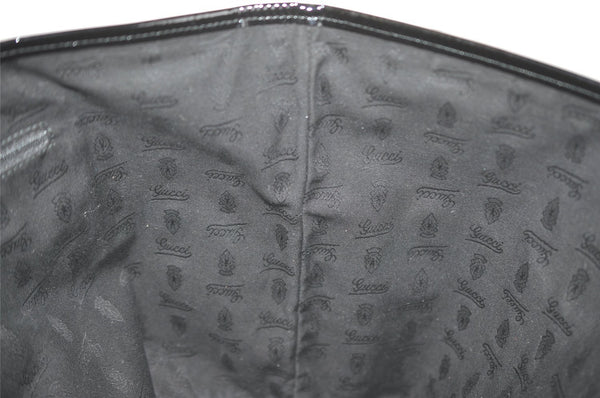 Authentic GUCCI Jolie Shoulder Tote Bag GG Canvas Enamel 211975 Black 6624I