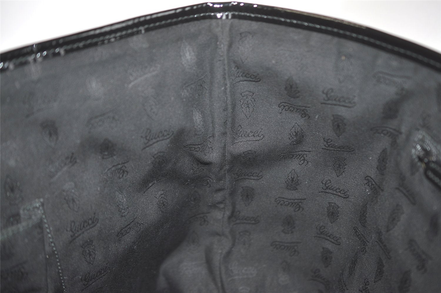 Authentic GUCCI Jolie Shoulder Tote Bag GG Canvas Enamel 211975 Black 6624I