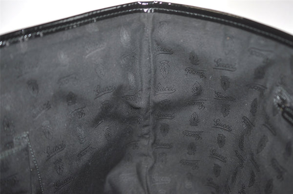 Authentic GUCCI Jolie Shoulder Tote Bag GG Canvas Enamel 211975 Black 6624I