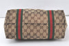 Auth GUCCI Web Sherry Line Tote Bag GG Canvas Leather 137396 Brown Junk 6624K