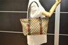 Auth GUCCI Web Sherry Line Tote Bag GG Canvas Leather 137396 Brown Junk 6624K