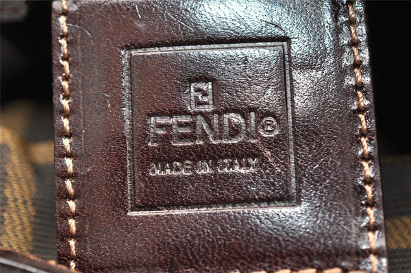Authentic FENDI Vintage Zucca Shoulder Hand Bag Purse Nylon Leather Brown 6625I
