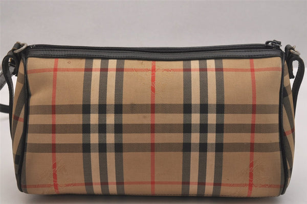 Authentic Burberrys Nova Check Shoulder Cross Bag Canvas Leather Beige 6625J