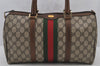 Authentic GUCCI Web Sherry Line Hand Boston Bag GG PVC Leather Brown 6626J