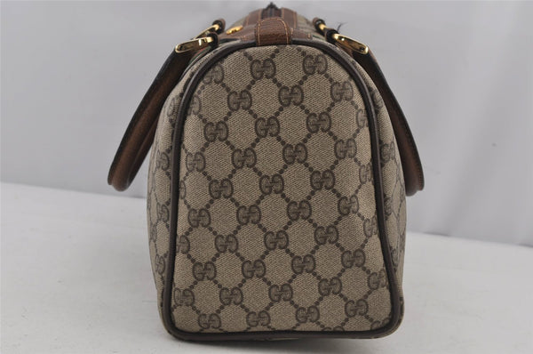 Authentic GUCCI Web Sherry Line Hand Boston Bag GG PVC Leather Brown 6626J