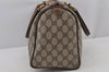 Authentic GUCCI Web Sherry Line Hand Boston Bag GG PVC Leather Brown 6626J