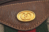 Authentic GUCCI Web Sherry Line Hand Boston Bag GG PVC Leather Brown 6626J