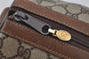 Authentic GUCCI Web Sherry Line Hand Boston Bag GG PVC Leather Brown 6626J