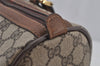 Authentic GUCCI Web Sherry Line Hand Boston Bag GG PVC Leather Brown 6626J