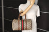 Authentic GUCCI Web Sherry Line Hand Boston Bag GG PVC Leather Brown 6626J