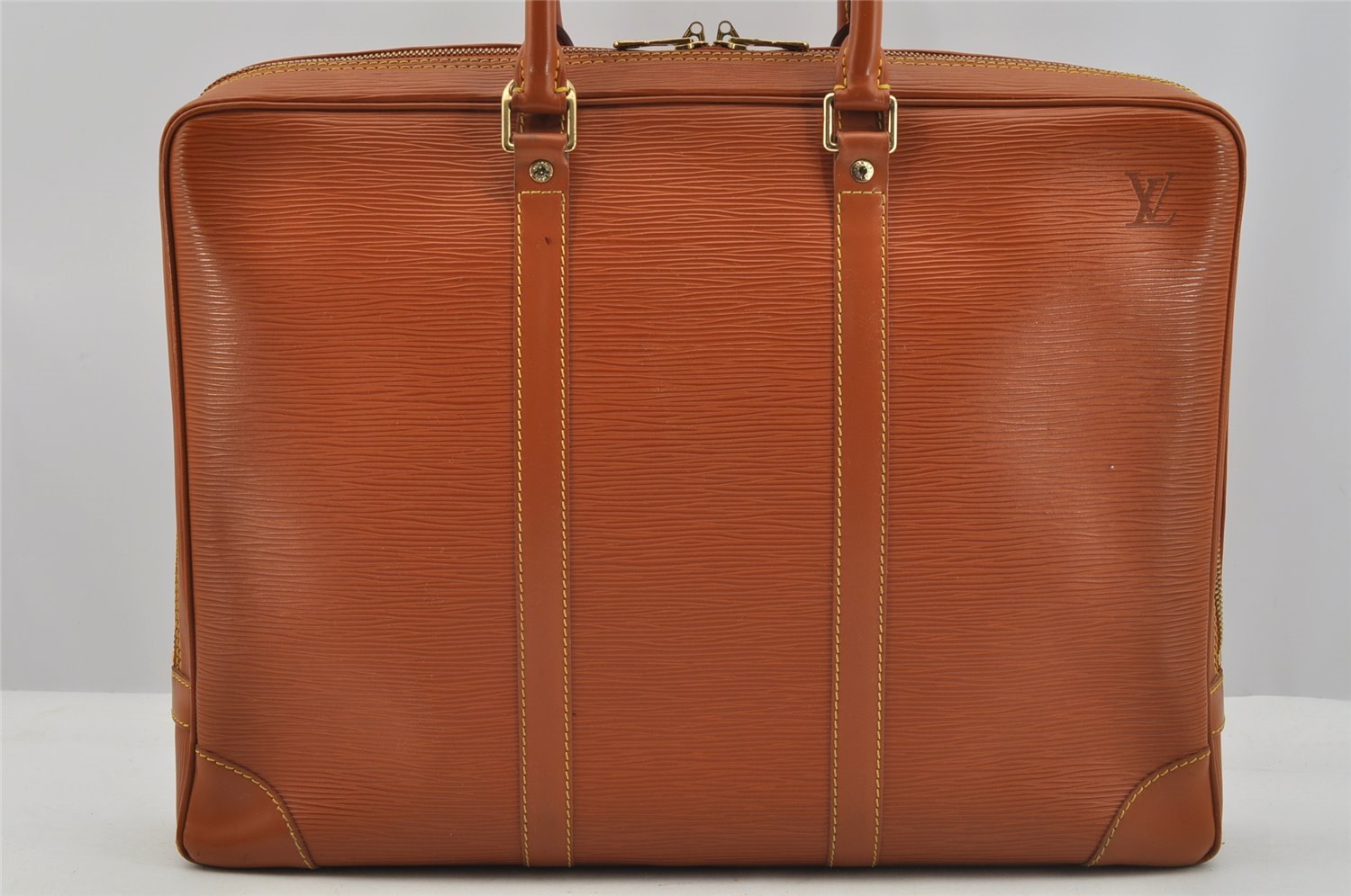 Authentic Louis Vuitton Epi Porte Documents Voyage Briefcase M54478 Brown 6629I