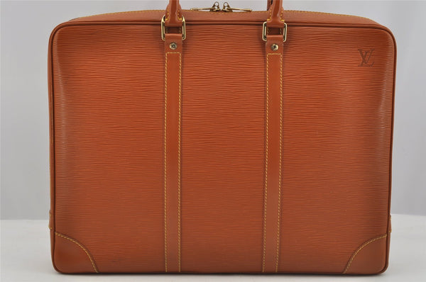 Authentic Louis Vuitton Epi Porte Documents Voyage Briefcase M54478 Brown 6629I