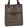 Authentic GUCCI Web Sherry Line Shoulder Tote Bag GG PVC Leather Brown 6629J