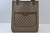 Authentic GUCCI Web Sherry Line Shoulder Tote Bag GG PVC Leather Brown 6629J