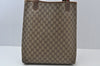Authentic GUCCI Web Sherry Line Shoulder Tote Bag GG PVC Leather Brown 6629J