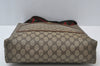 Authentic GUCCI Web Sherry Line Shoulder Tote Bag GG PVC Leather Brown 6629J