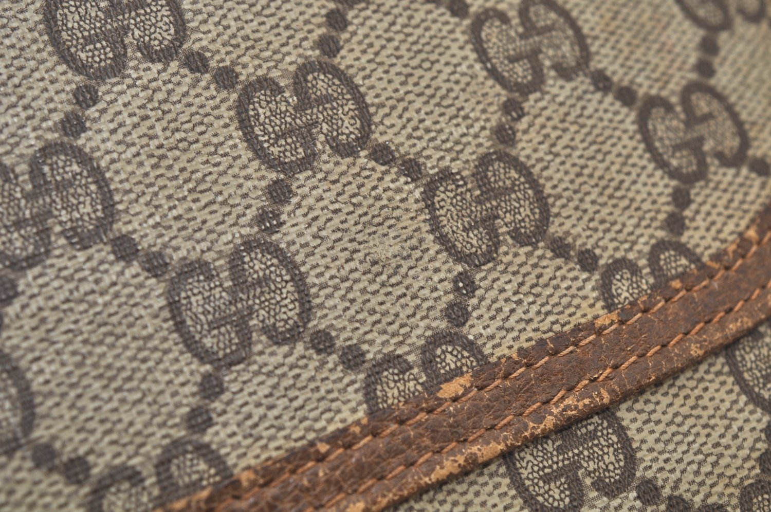 Authentic GUCCI Web Sherry Line Shoulder Tote Bag GG PVC Leather Brown 6629J