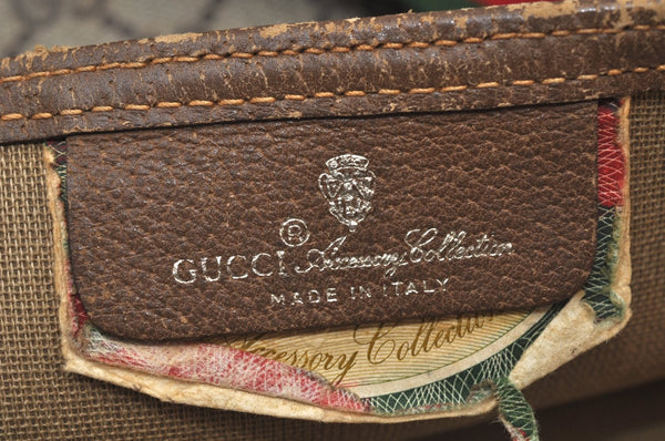 Authentic GUCCI Web Sherry Line Shoulder Tote Bag GG PVC Leather Brown 6629J