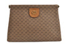 Authentic GUCCI Vintage Micro GG PVC Leather Clutch Hand Bag Purse Brown 6630J