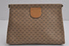 Authentic GUCCI Vintage Micro GG PVC Leather Clutch Hand Bag Purse Brown 6630J