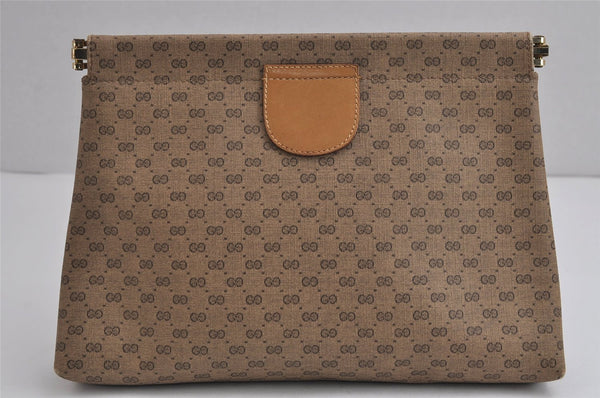 Authentic GUCCI Vintage Micro GG PVC Leather Clutch Hand Bag Purse Brown 6630J