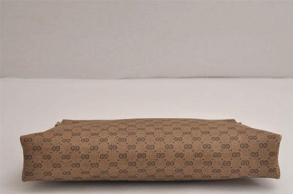 Authentic GUCCI Vintage Micro GG PVC Leather Clutch Hand Bag Purse Brown 6630J