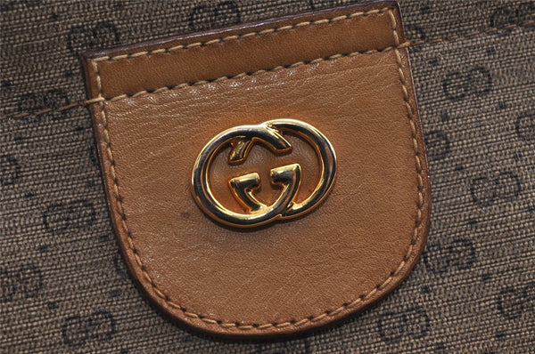 Authentic GUCCI Vintage Micro GG PVC Leather Clutch Hand Bag Purse Brown 6630J