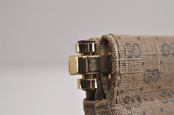 Authentic GUCCI Vintage Micro GG PVC Leather Clutch Hand Bag Purse Brown 6630J