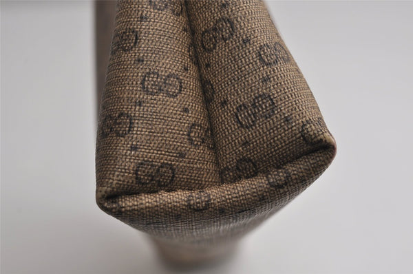 Authentic GUCCI Vintage Micro GG PVC Leather Clutch Hand Bag Purse Brown 6630J