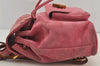 Authentic GUCCI Vintage Bamboo Drawstring Backpack Suede Leather Pink 6632J