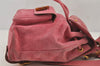 Authentic GUCCI Vintage Bamboo Drawstring Backpack Suede Leather Pink 6632J