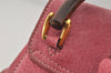 Authentic GUCCI Vintage Bamboo Drawstring Backpack Suede Leather Pink 6632J