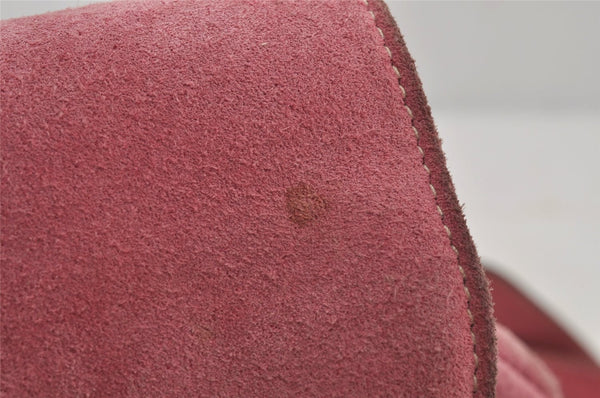 Authentic GUCCI Vintage Bamboo Drawstring Backpack Suede Leather Pink 6632J