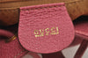 Authentic GUCCI Vintage Bamboo Drawstring Backpack Suede Leather Pink 6632J