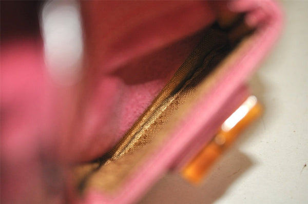 Authentic GUCCI Vintage Bamboo Drawstring Backpack Suede Leather Pink 6632J