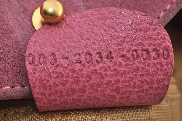 Authentic GUCCI Vintage Bamboo Drawstring Backpack Suede Leather Pink 6632J