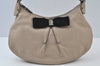 Authentic Salvatore Ferragamo Vara Ribbon Shoulder Hand Bag Leather Beige 6635I