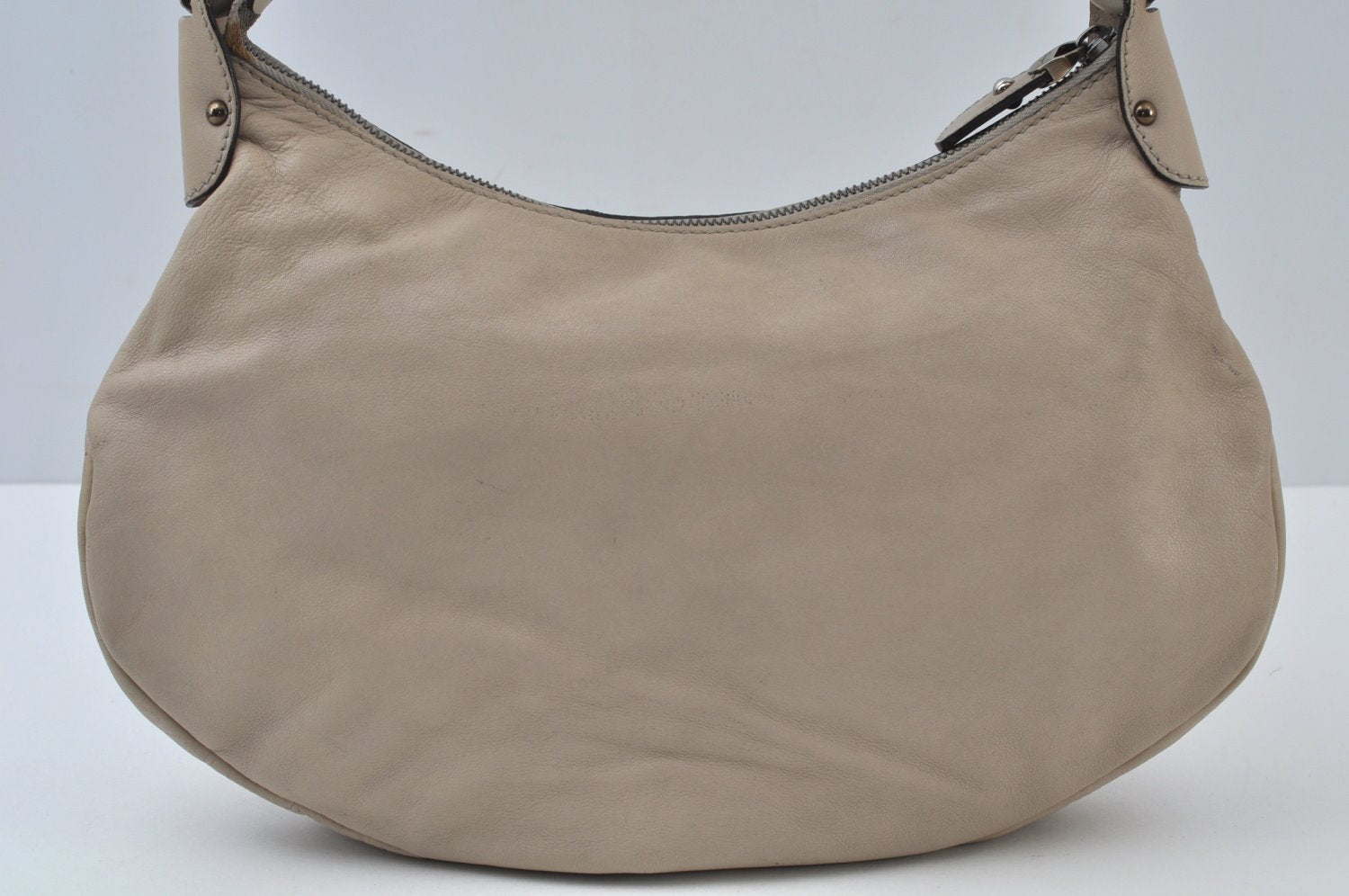Authentic Salvatore Ferragamo Vara Ribbon Shoulder Hand Bag Leather Beige 6635I