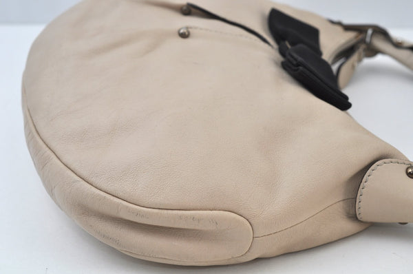 Authentic Salvatore Ferragamo Vara Ribbon Shoulder Hand Bag Leather Beige 6635I