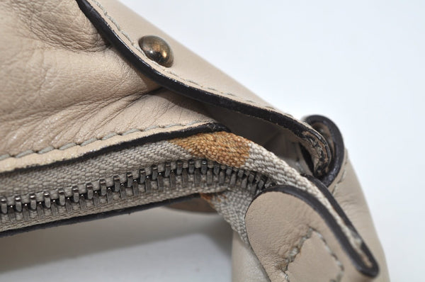 Authentic Salvatore Ferragamo Vara Ribbon Shoulder Hand Bag Leather Beige 6635I