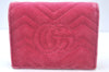 Auth GUCCI GG Marmont LOVE Double G Bifold Wallet Velour 466492 Pink Box 6637I