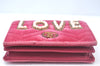 Auth GUCCI GG Marmont LOVE Double G Bifold Wallet Velour 466492 Pink Box 6637I