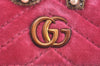 Auth GUCCI GG Marmont LOVE Double G Bifold Wallet Velour 466492 Pink Box 6637I