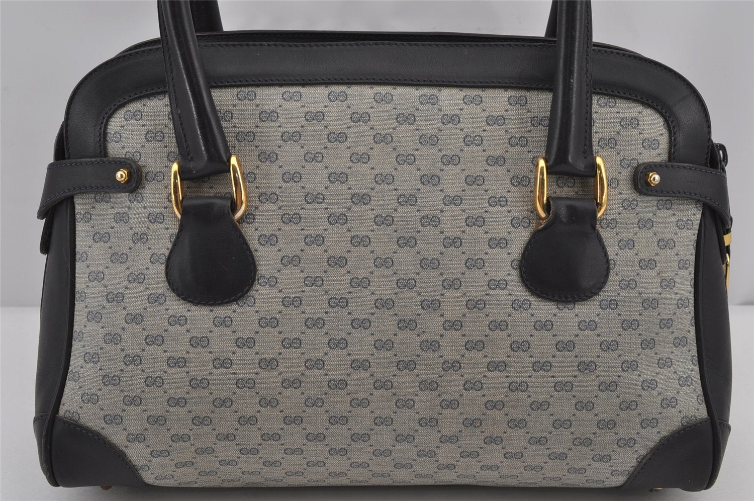 Authentic GUCCI Vintage Micro GG PVC Leather Hand Bag Purse Navy Blue Junk 6638J