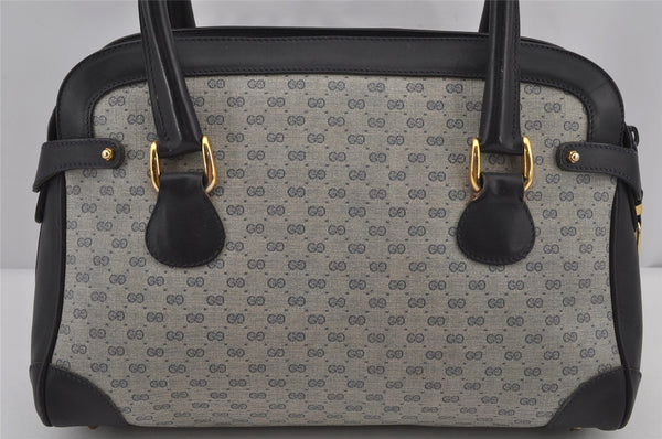 Authentic GUCCI Vintage Micro GG PVC Leather Hand Bag Purse Navy Blue Junk 6638J